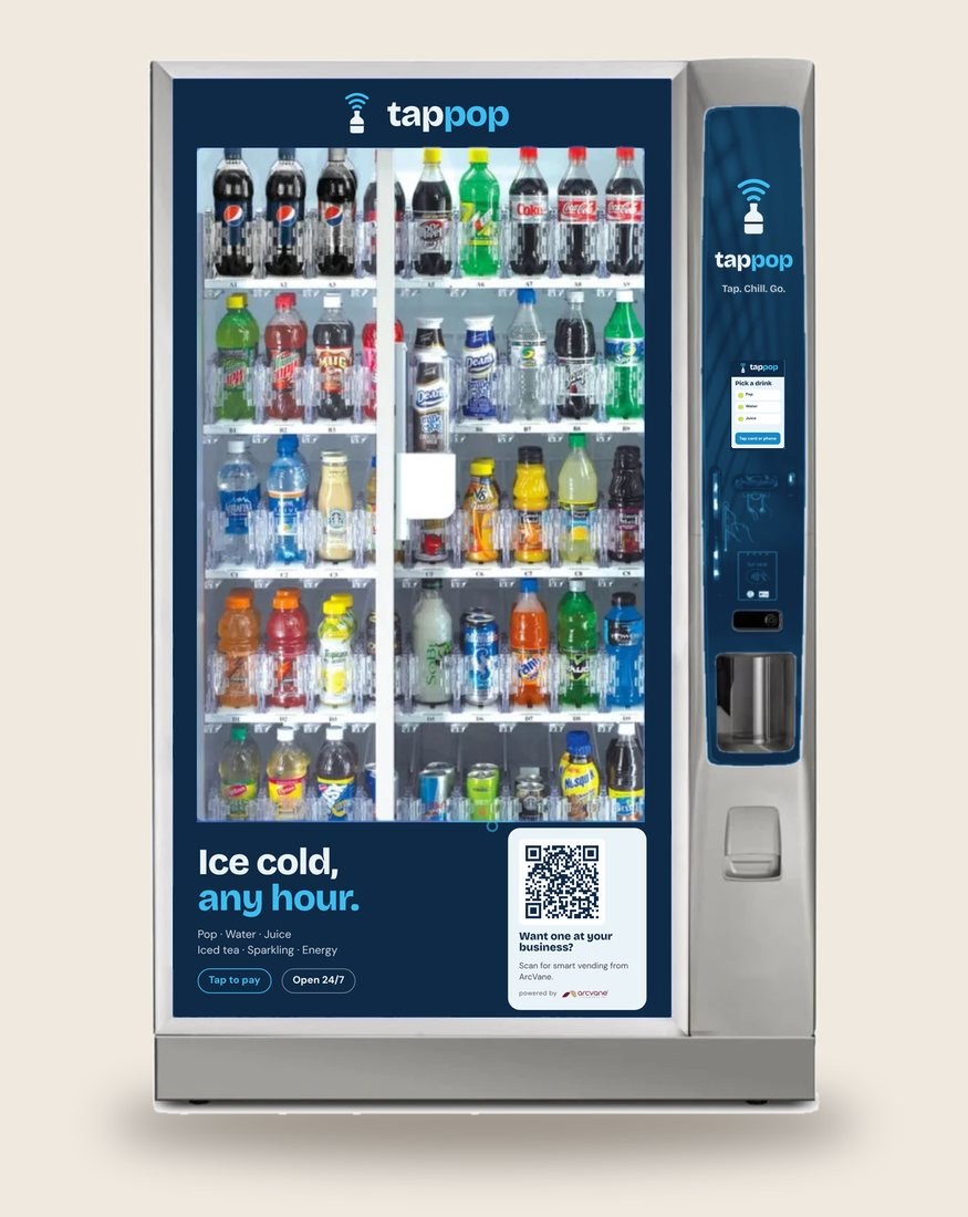 Wide cold drinks machine in the TapPop brand