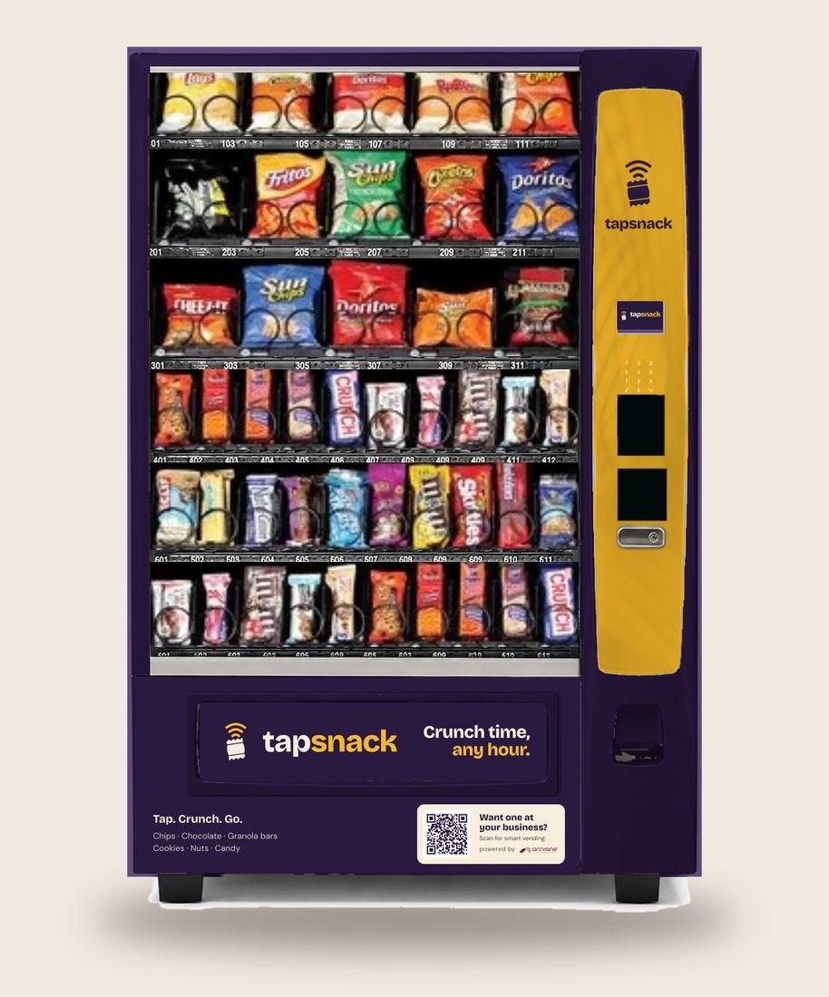Snack machine wrapped in the TapSnack brand
